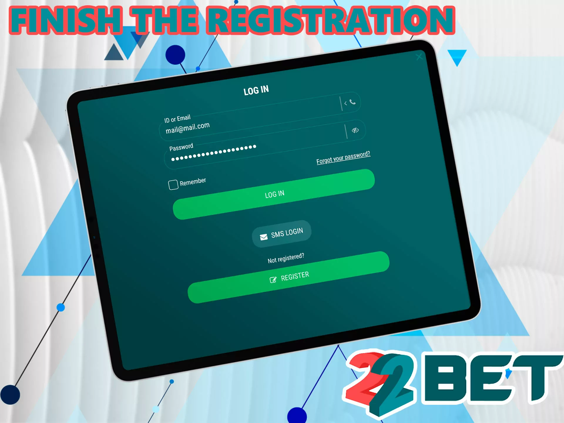 When you have completed the steps above, you can log in using the previously entered data, just click on the 