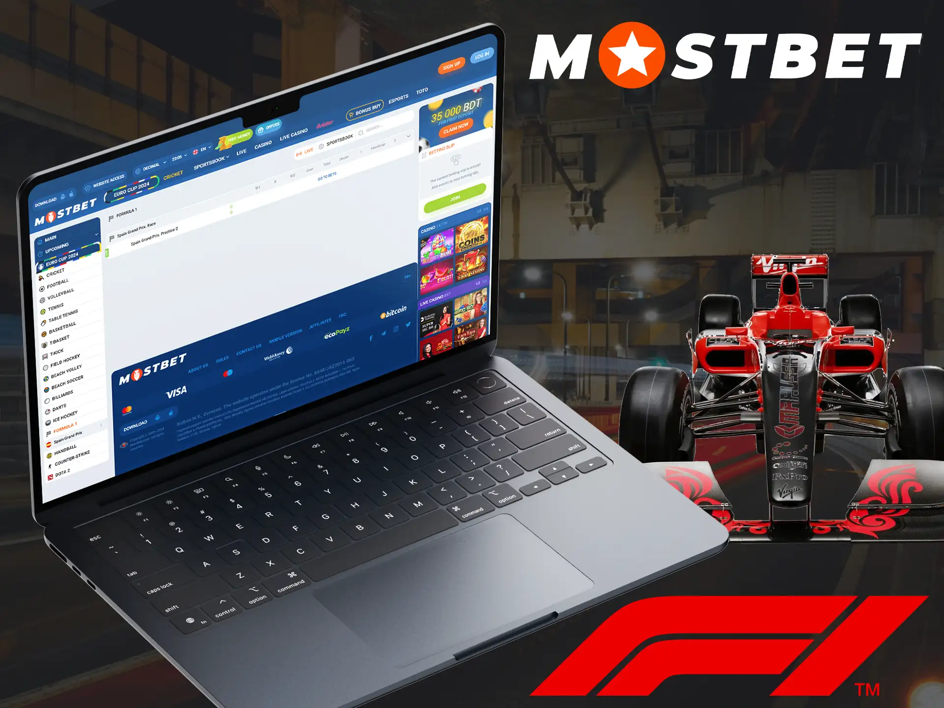 Bet on Formula 1 and win with Mostbet.