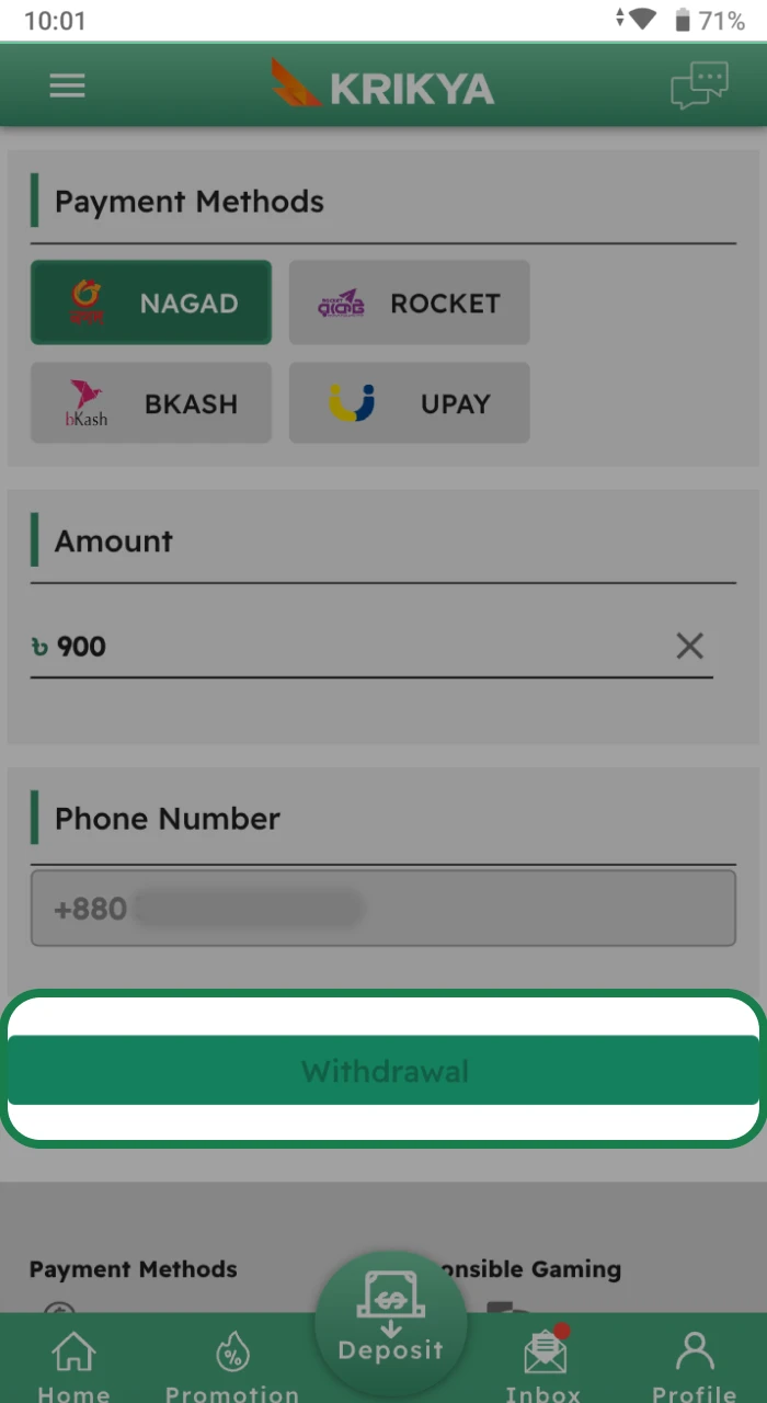 How to confirm withdrawal of money using the Nagad payment system.