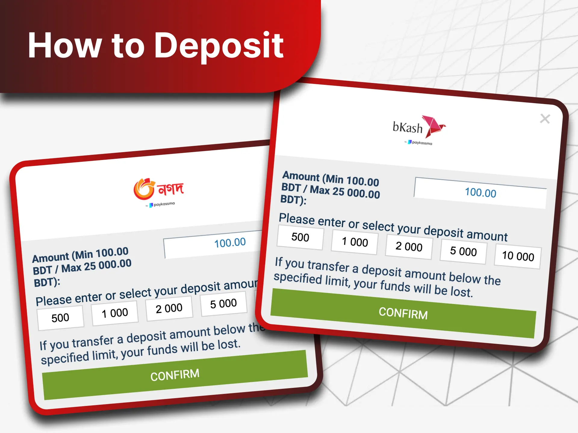 To start betting, you need to fund your account balance.