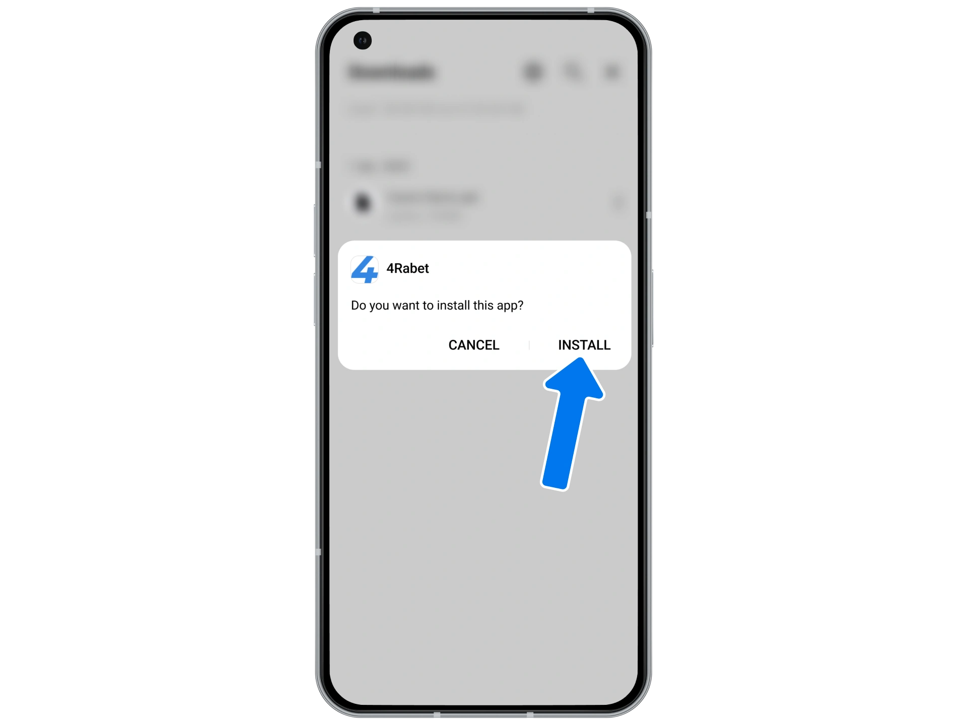 Confirm the installation of the 4rabet app on your Android device.