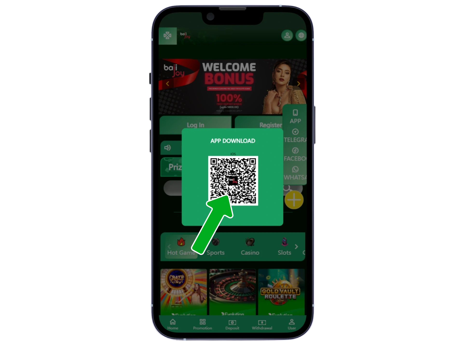 Install the Bajijoy app using a method offered by the platform.