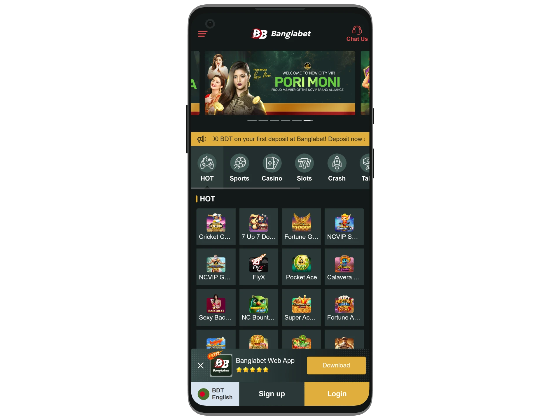 Open your browser and visit the official Banglabet website.