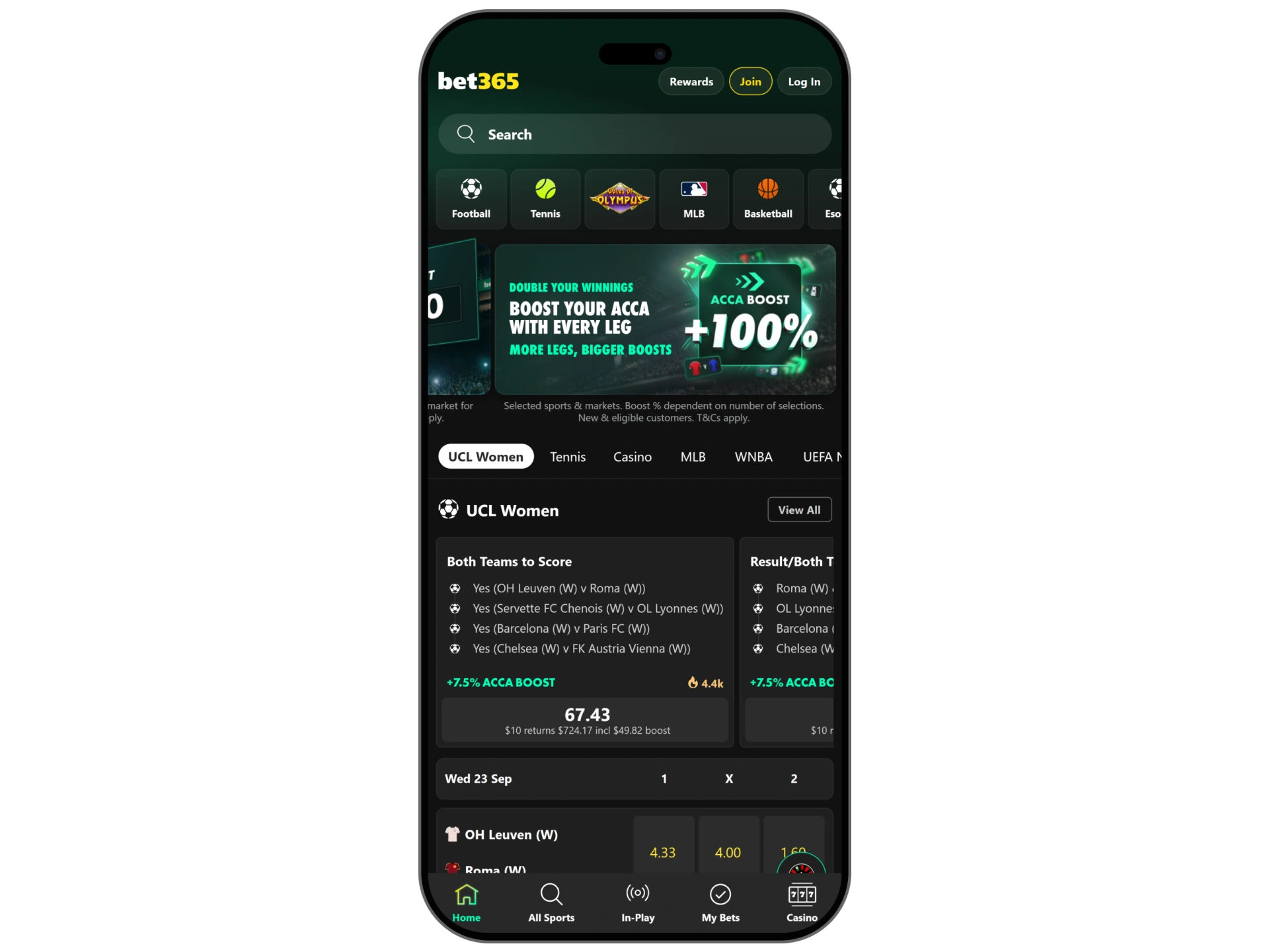 Visit Bet365 from your browser to complete registration.