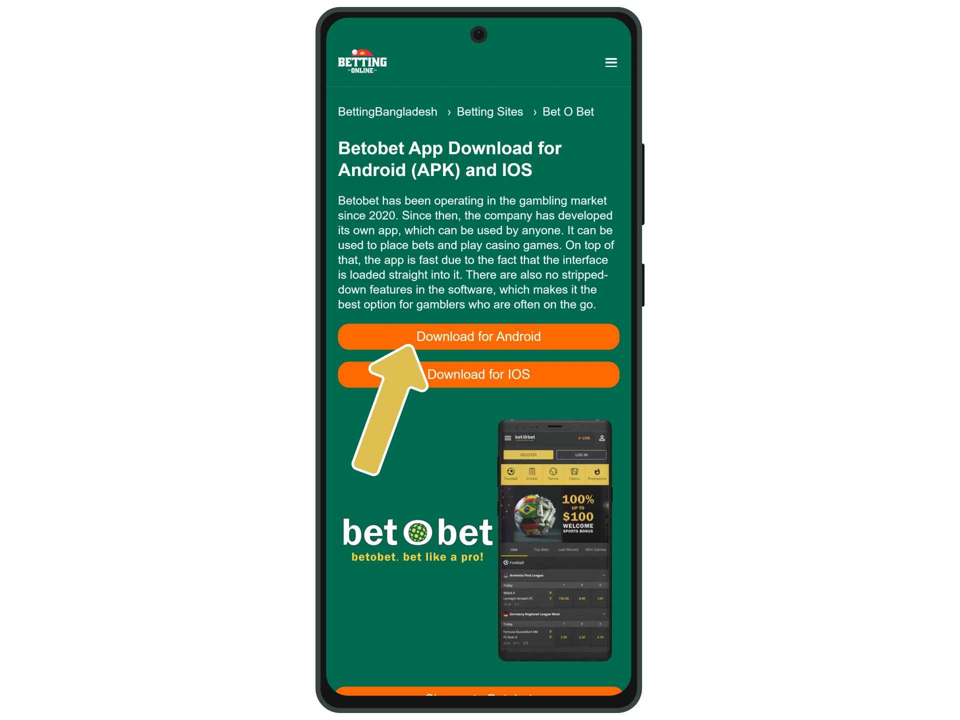 Go to the Betobet website by clicking the button.