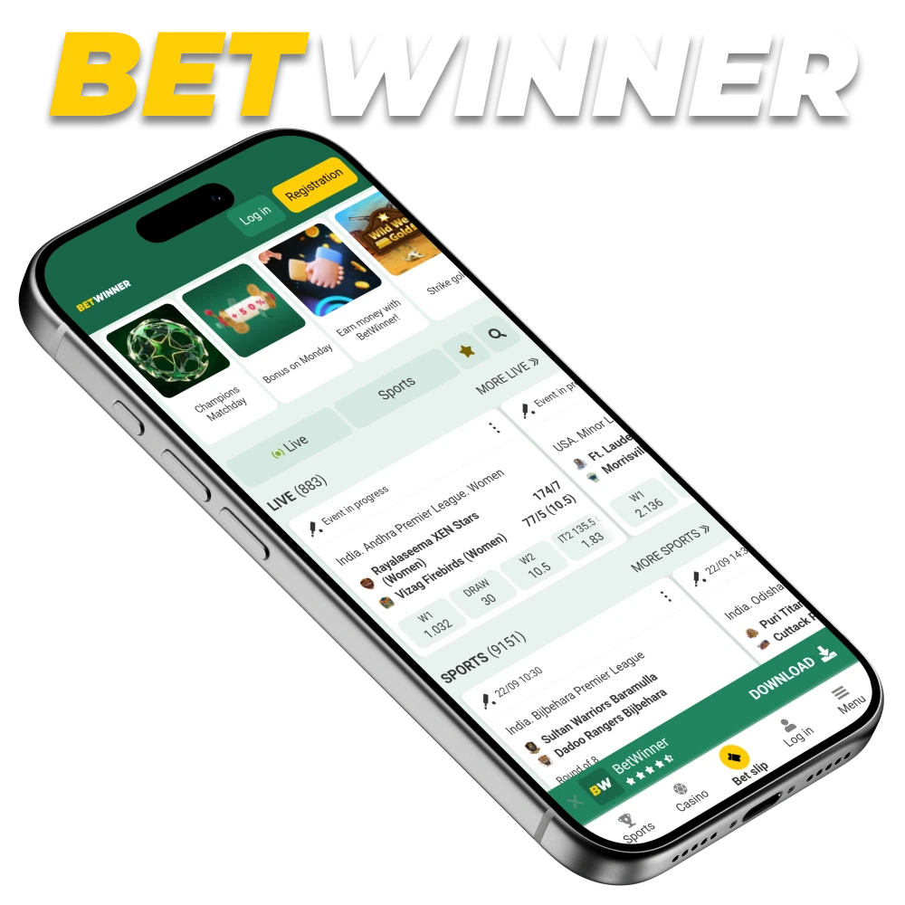 Download the official BetWinner app and register to start playing and betting.