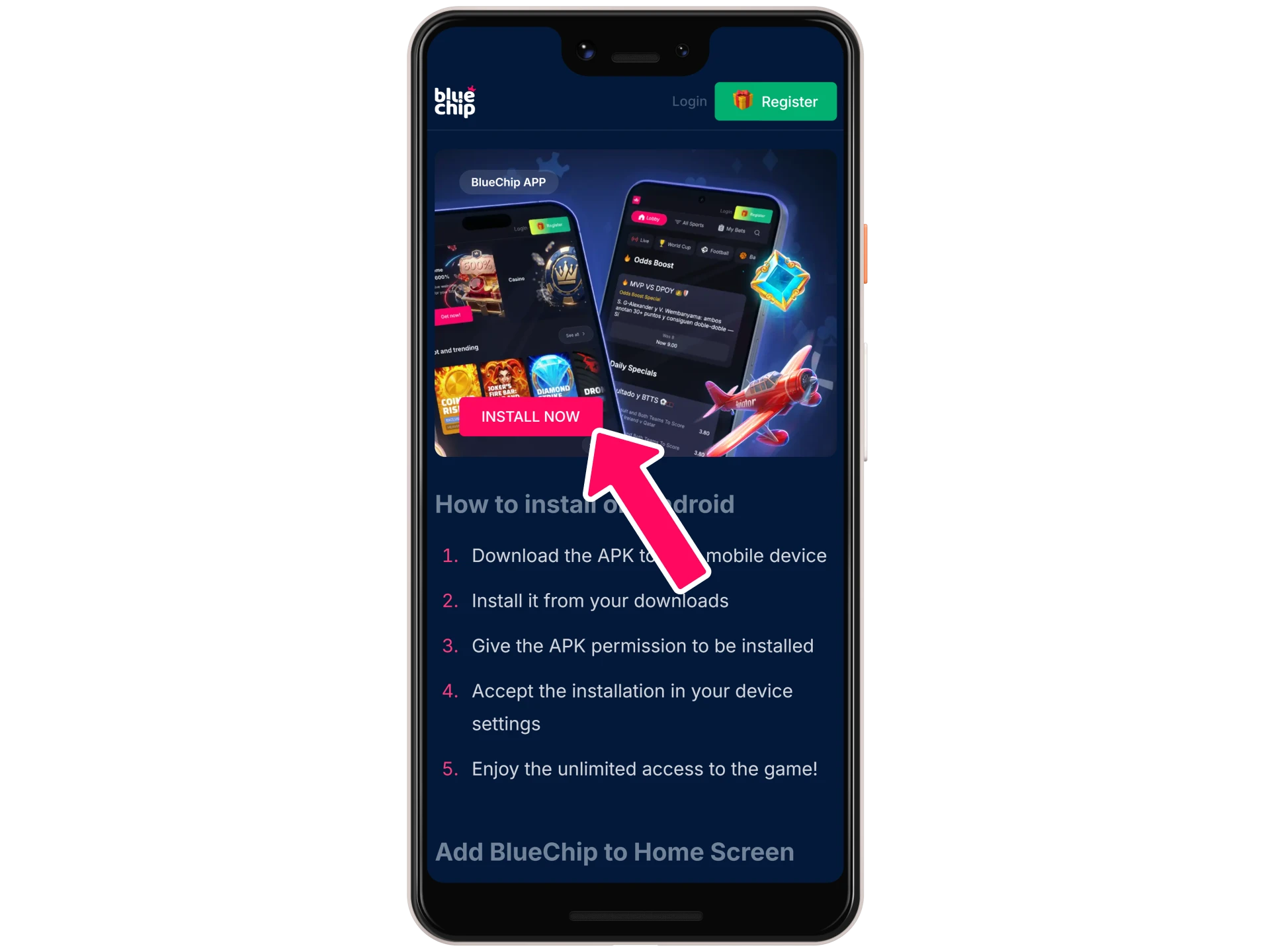 Save the BlueChip installation package to your device.