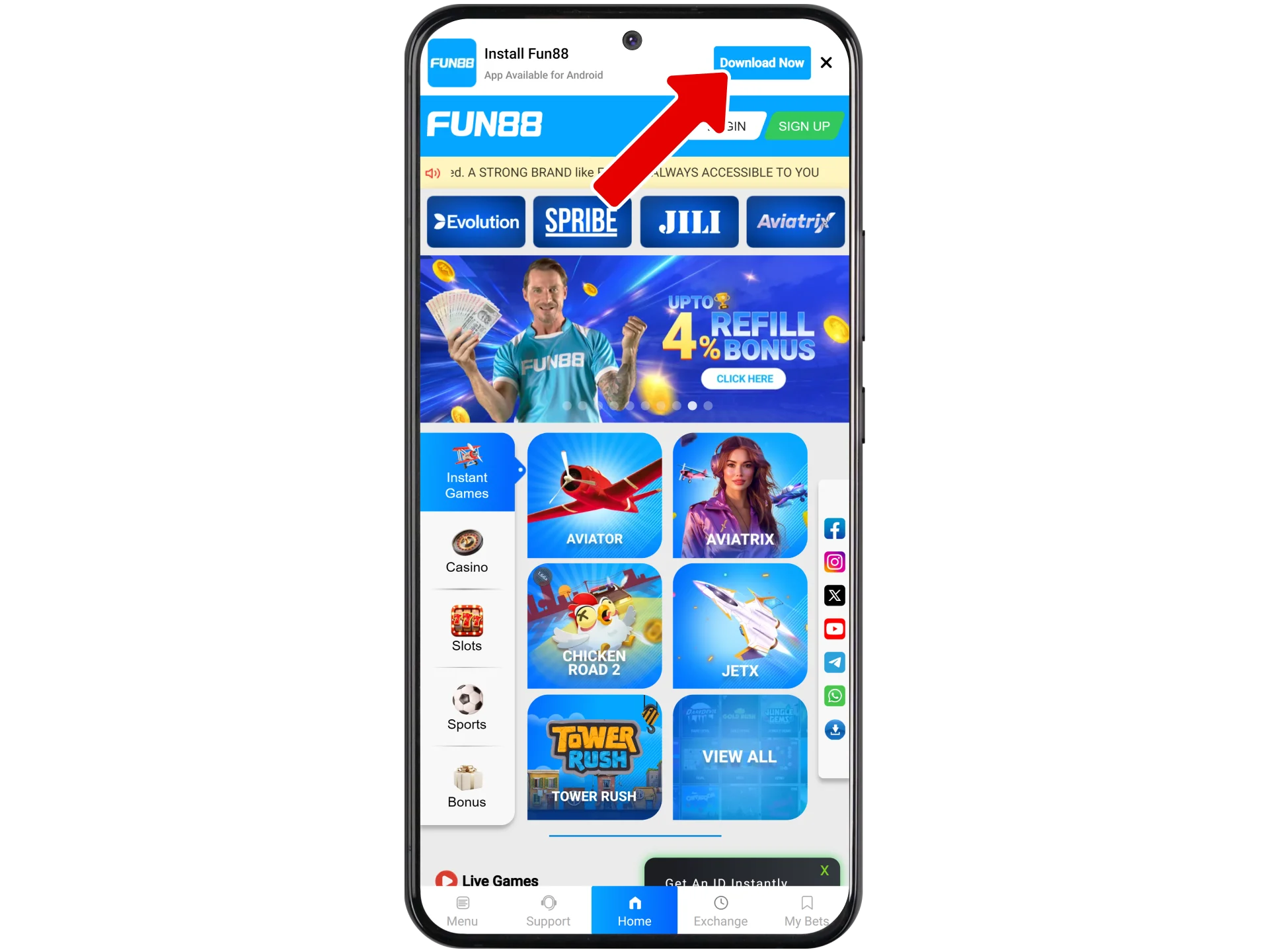 Download the Fun88 APK file on your Android device.
