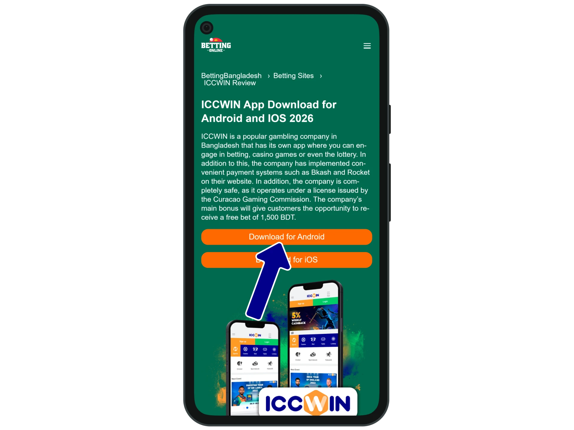 Go to the Iccwin website using the link here.