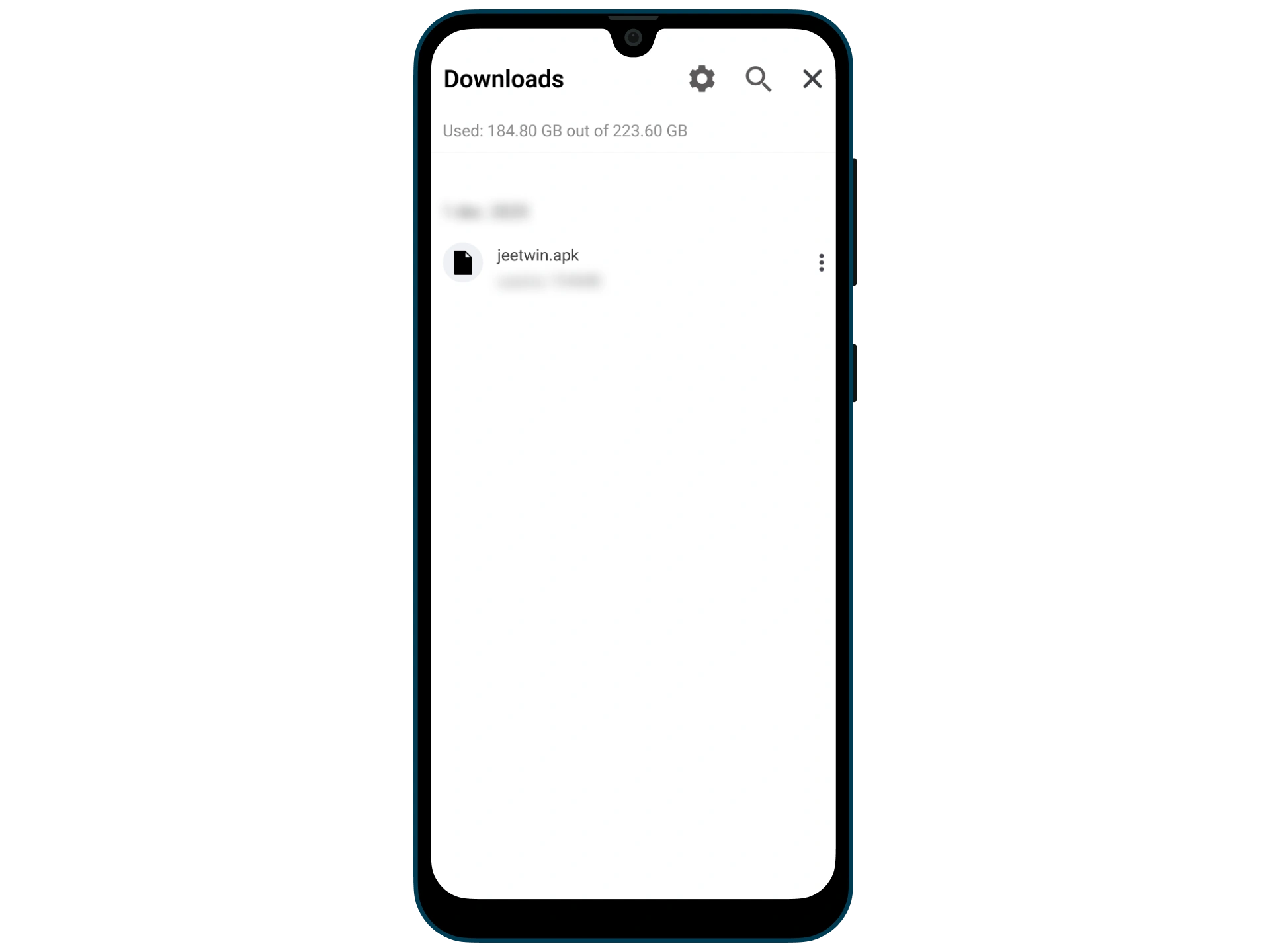 Find the JeetWin APK in the downloads folder.