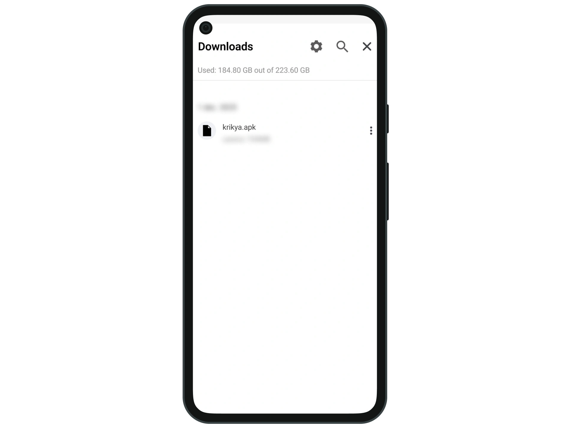 Download the Krikya APK file and open the downloads folder.
