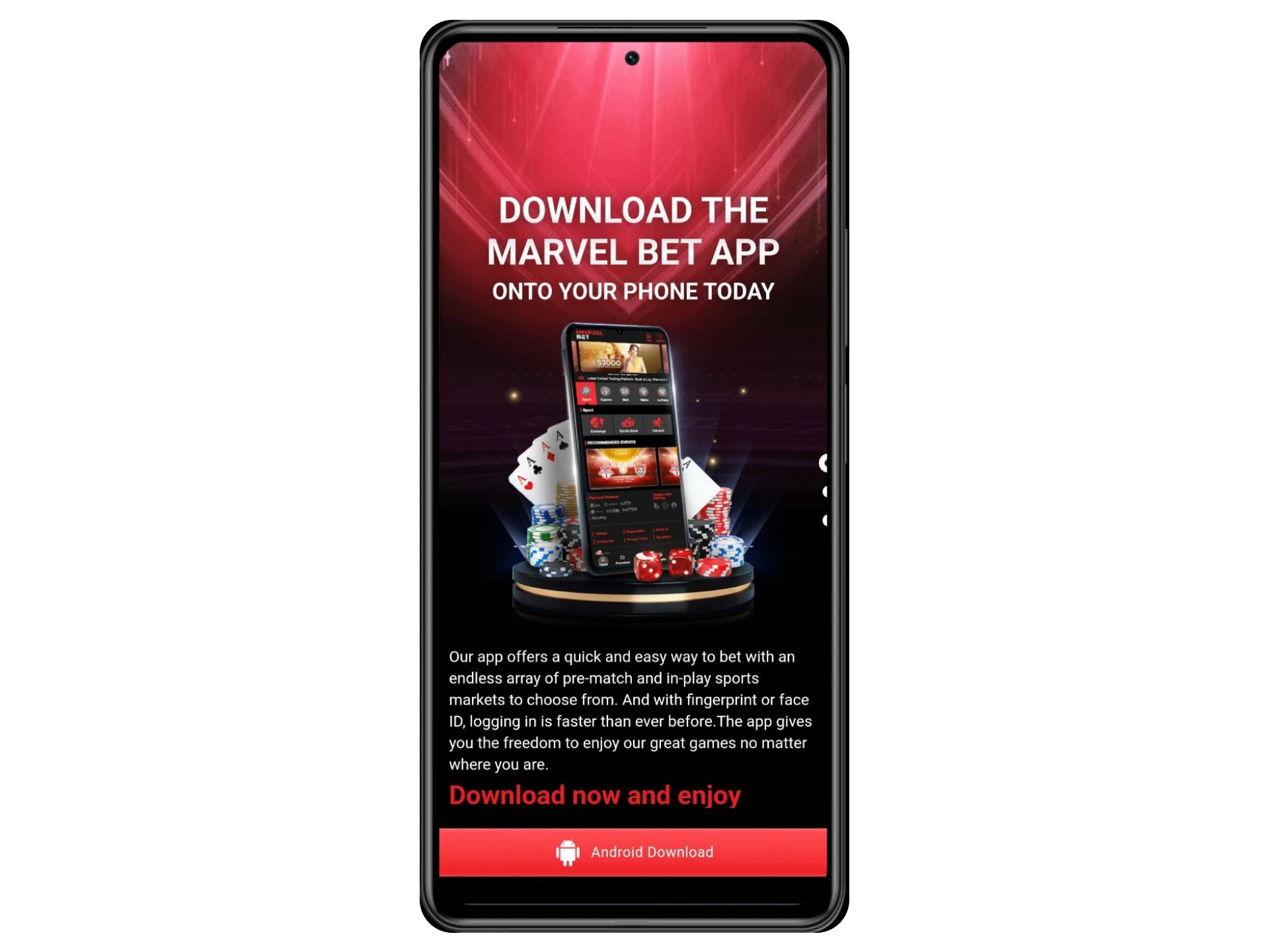 Download the official Marvelbet APK to install the app.