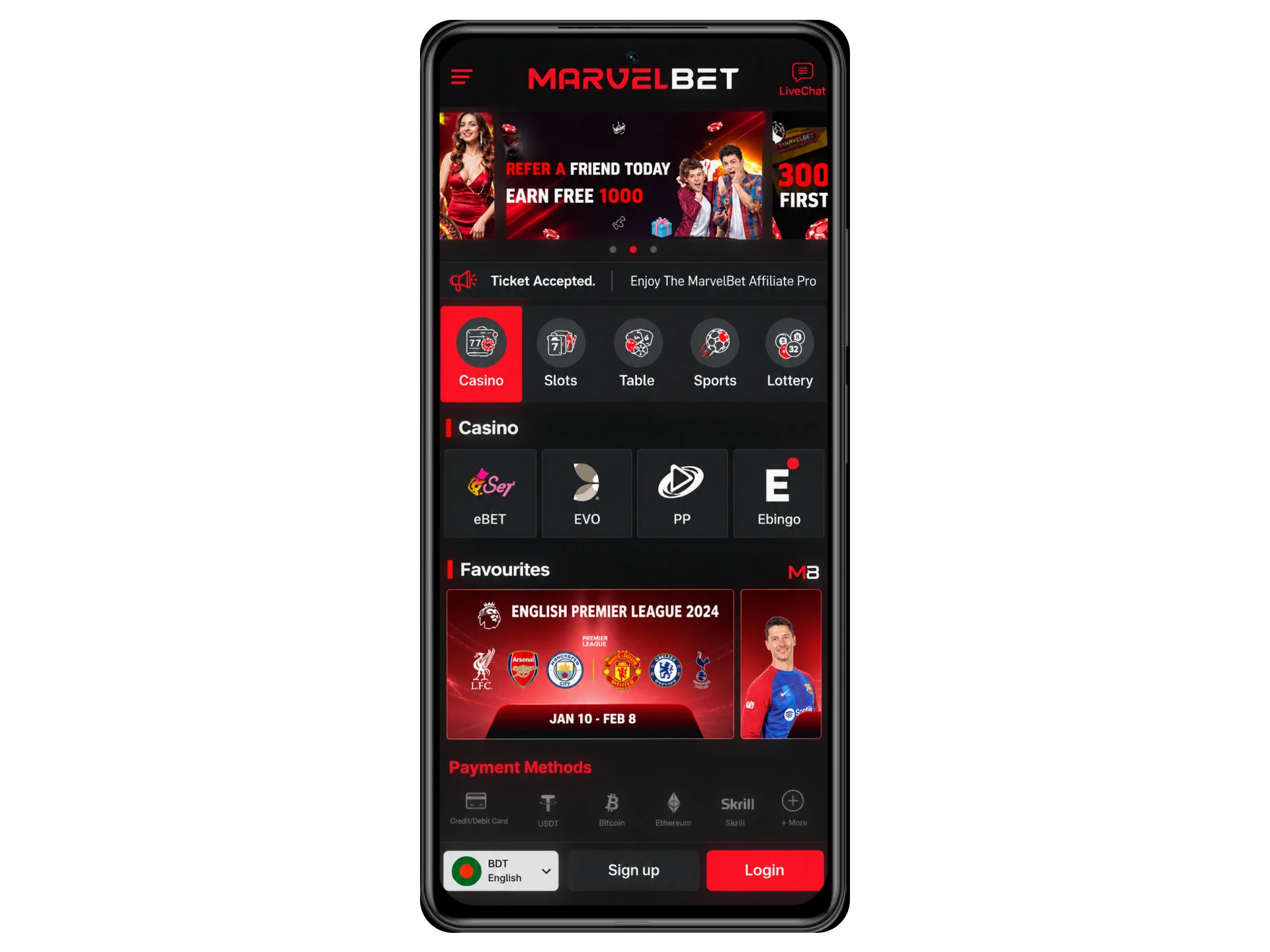 Go to the official Marvelbet website to get Android app.
