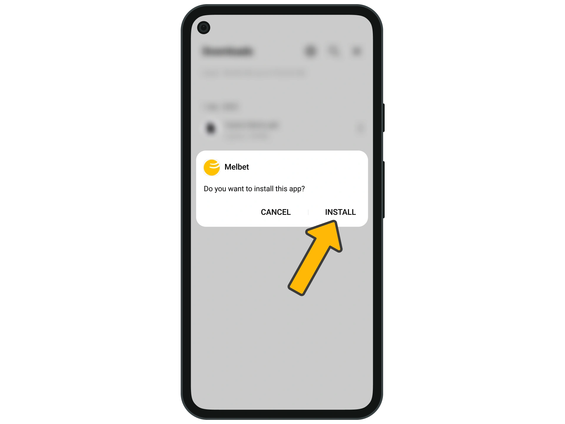 Tap Install and wait for the Melbet app to finish installing on your Android device.