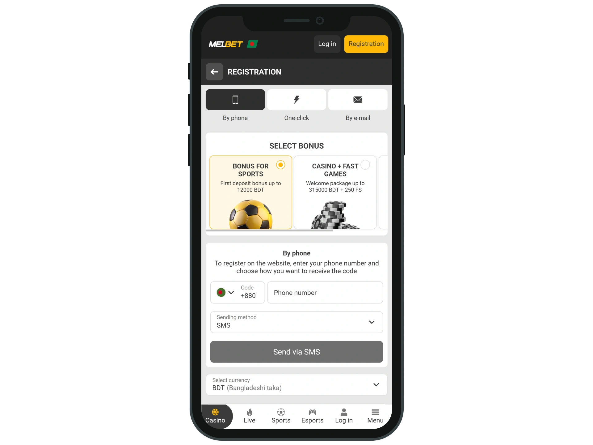 Create your Melbet account using a convenient method.