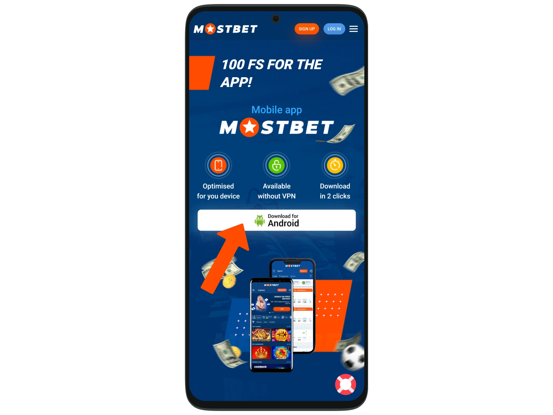 Access the Mostbet website and find the link to download the APK file.