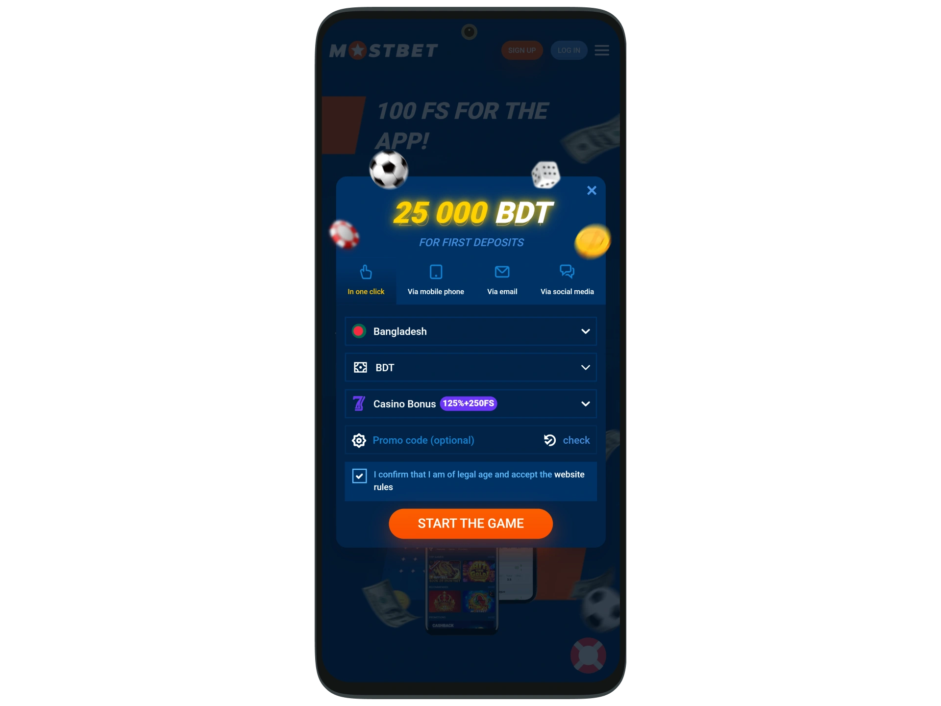 Register in the Mostbet app and start your journey with the platform.