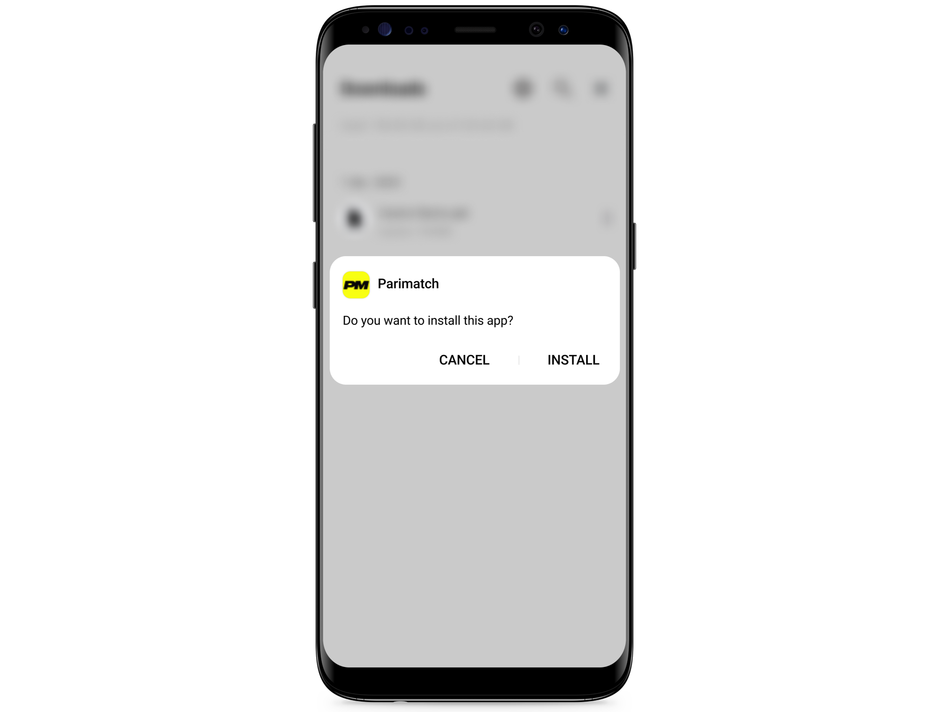 Confirm the installation of the Parimatch app.